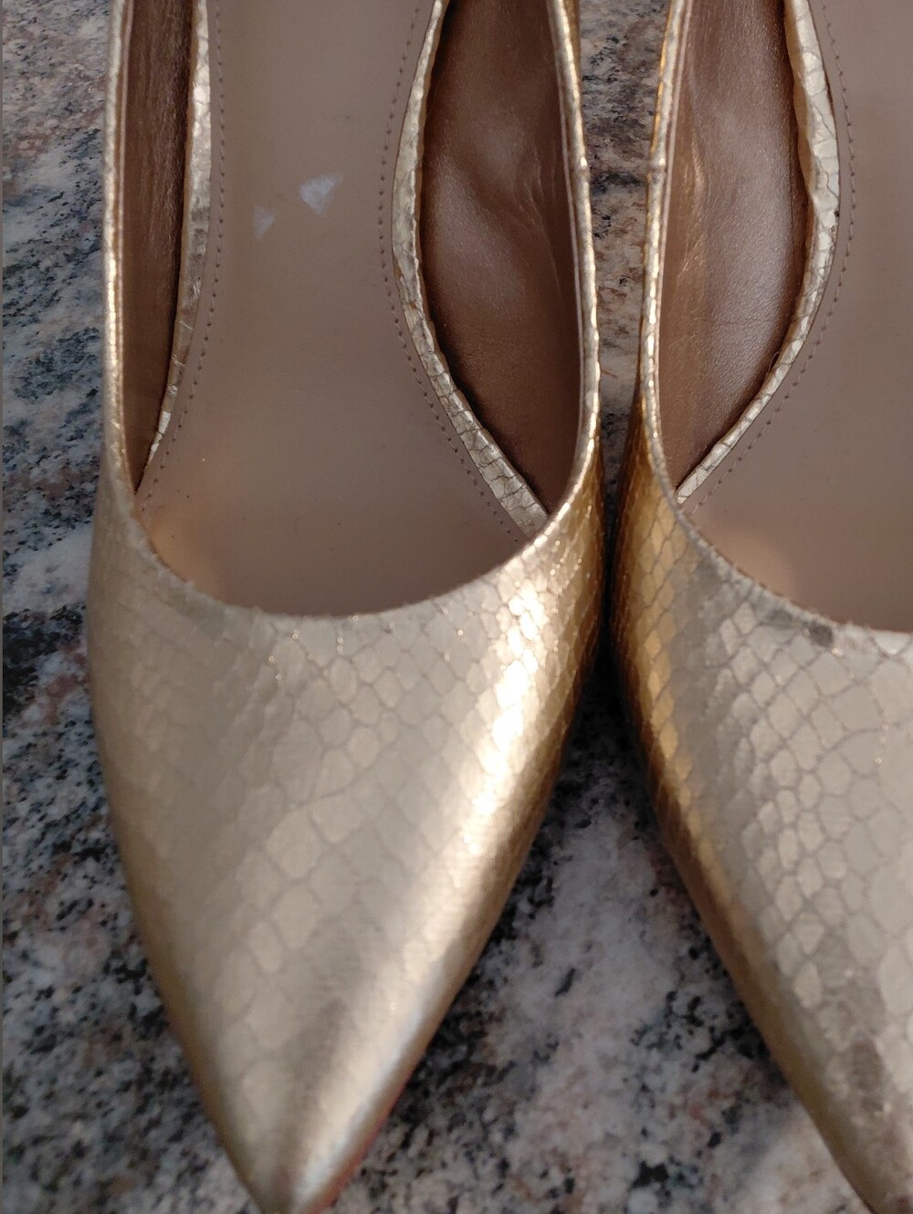 Sam & Libby Gold Snake Skin Patterned Pointed-Toe Stiletto Pumps - Picture 5 of 10